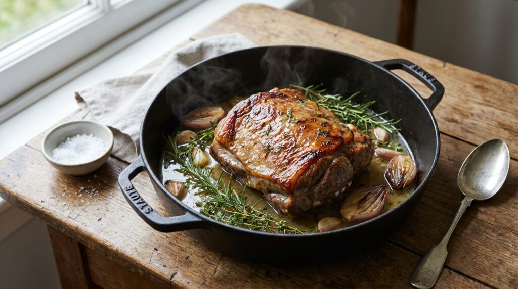 découvrez notre recette de selle d'agneau au four, délicatement parfumée aux herbes fraîches du jardin pour un plat savoureux et gourmand.