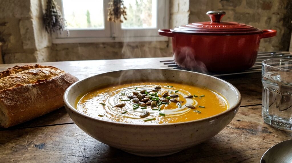 découvrez notre recette facile de soupe de courge butternut et carottes, un velouté d'hiver réconfortant et savoureux, parfait pour les soirées froides.