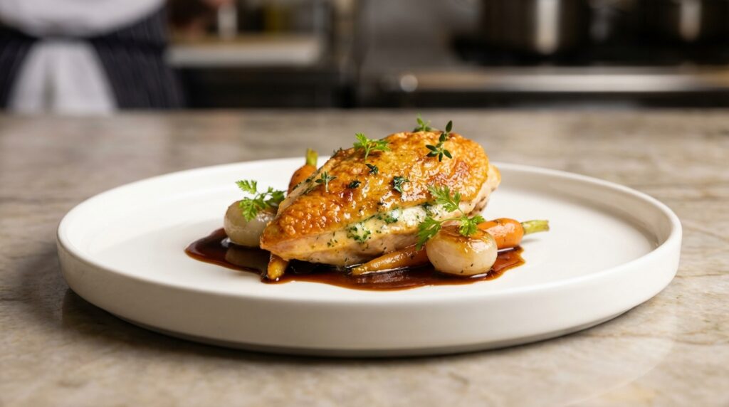 découvrez la recette des suprêmes de volaille façon anne-sophie pic, une préparation raffinée et gourmande pour sublimer votre volaille avec élégance.