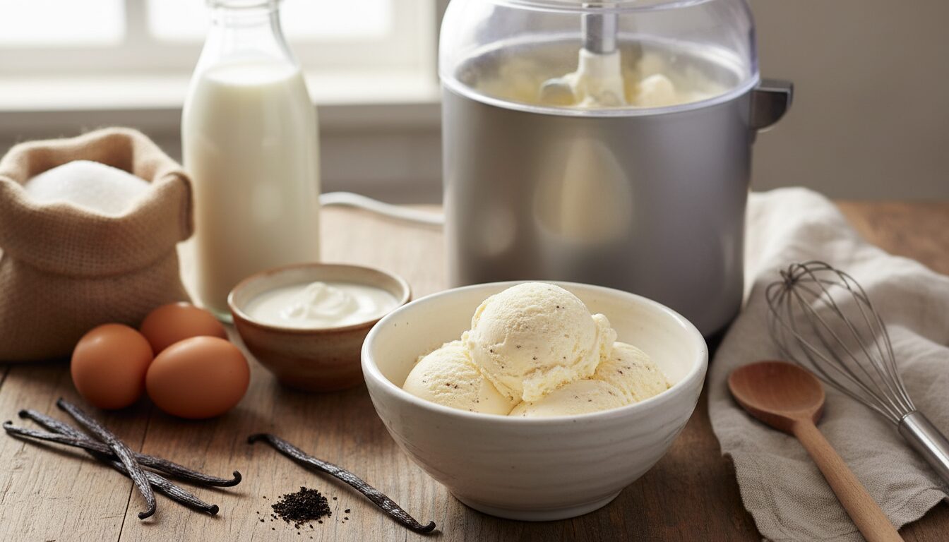 découvrez une recette économique de glace vanille maison adaptée à la sorbetière, avec des ingrédients simples et des astuces pratiques pour réussir facilement votre dessert glacé.