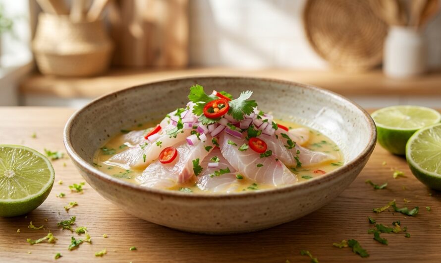 Recette Ceviche de dorade : marinade citron vert à la péruvienne