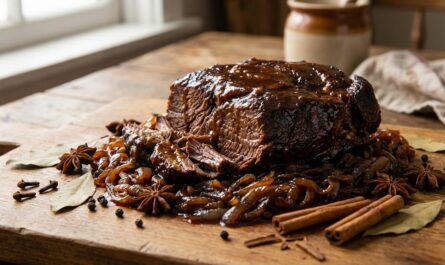 découvrez notre recette savoureuse de paleron de bœuf confit aux oignons et mélange d'épices, parfaite pour un plat tendre et parfumé qui ravira vos papilles.