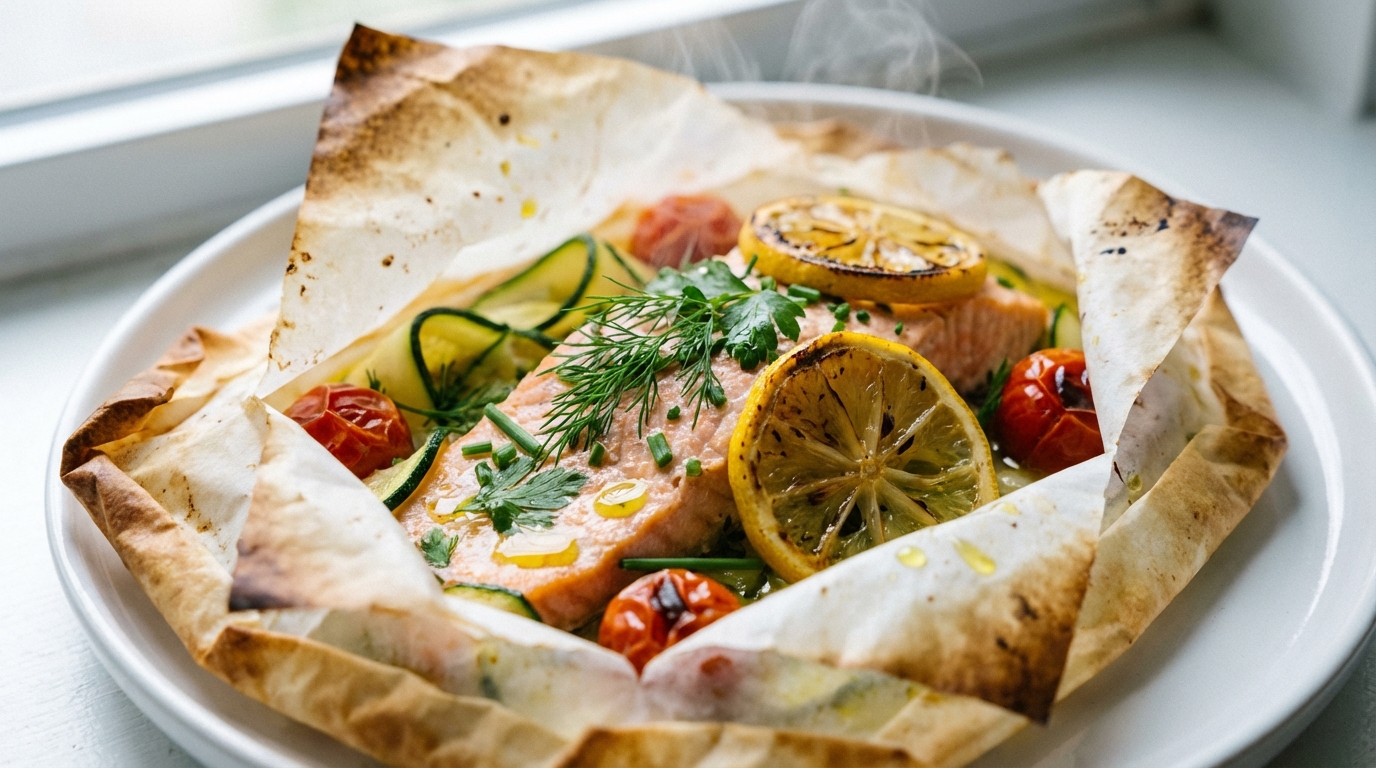découvrez une recette simple et saine de saumon en papillote, cuisiné à la vapeur pour une chair juteuse et pleine de saveurs. parfaite pour un repas léger et gourmand.